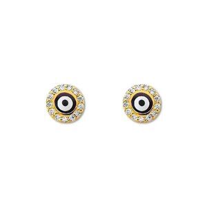 14K Gold Evil Eye Push Back Studs By Tehrani Jewelry